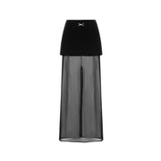 Black velvet long skirt